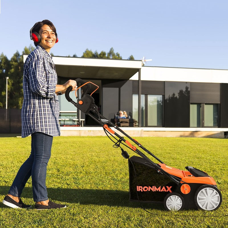Ironmax 15" Electric Lawn Dethatcher – 13Amp Corded Scarifier with 50L Collectio1