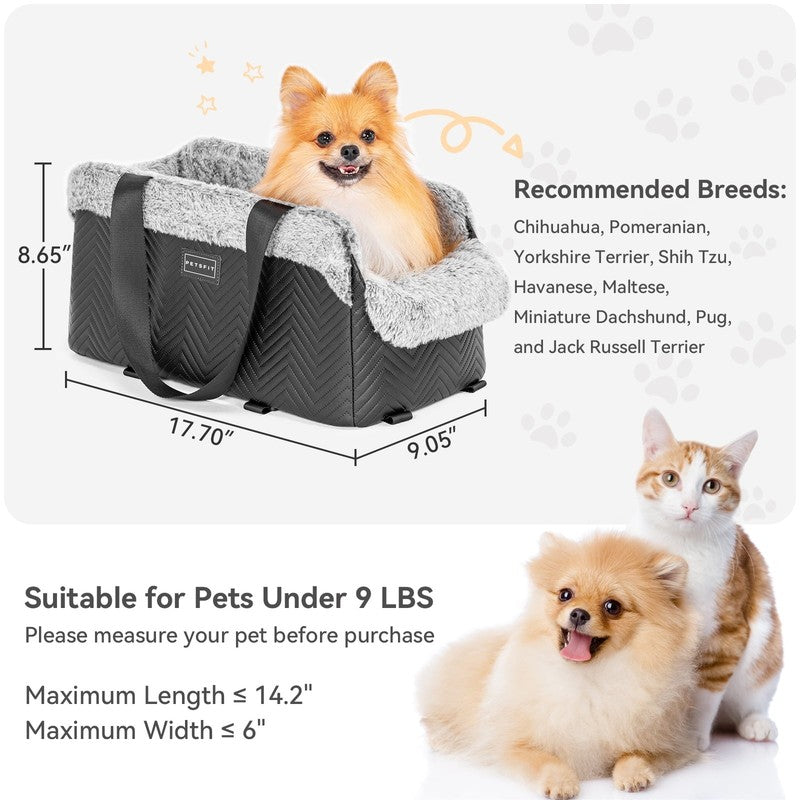 Center Console Dog Car Seat, Portable Car Seat for Dogs with Safe Protective Hoo5