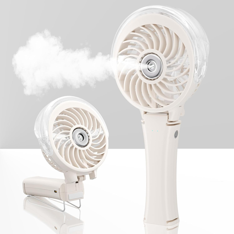 Portable Handheld Misting Fan USB Rechargeable Foldable Beige8