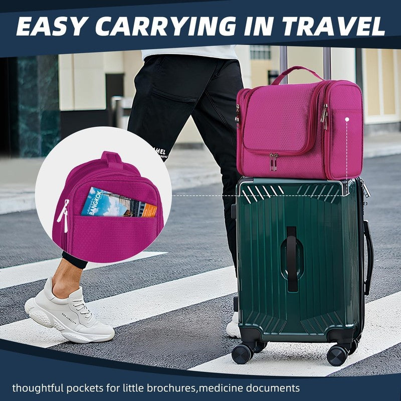Large Waterproof Hanging Toiletry Bag Organizer for Women 11"x6.2"x8.8" Fuchsia4