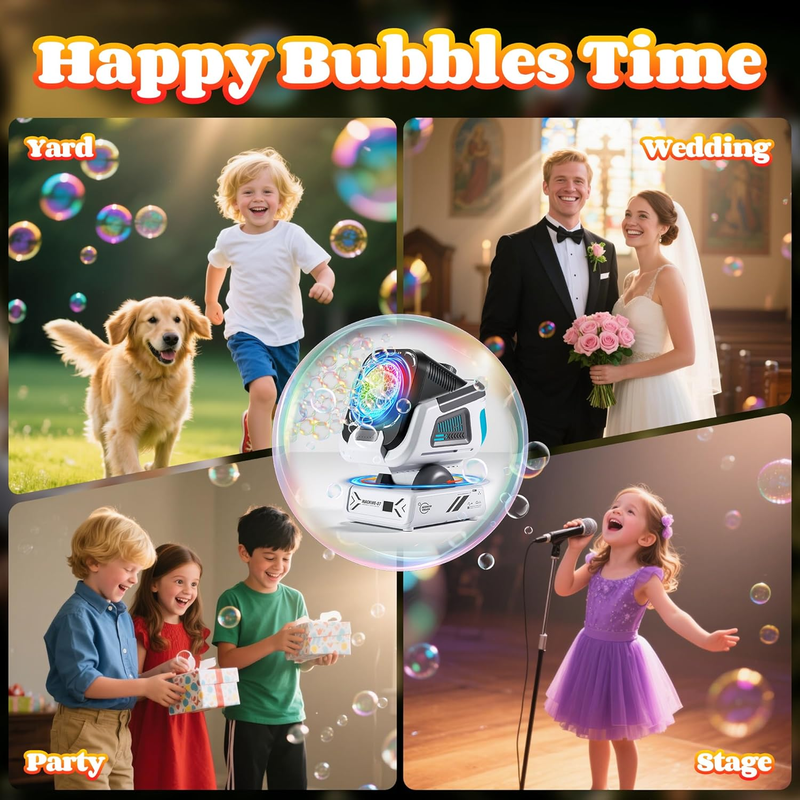 2025 Upgraded Bubble Machine with Remote Control, Automatic Rotation & RGB Light6