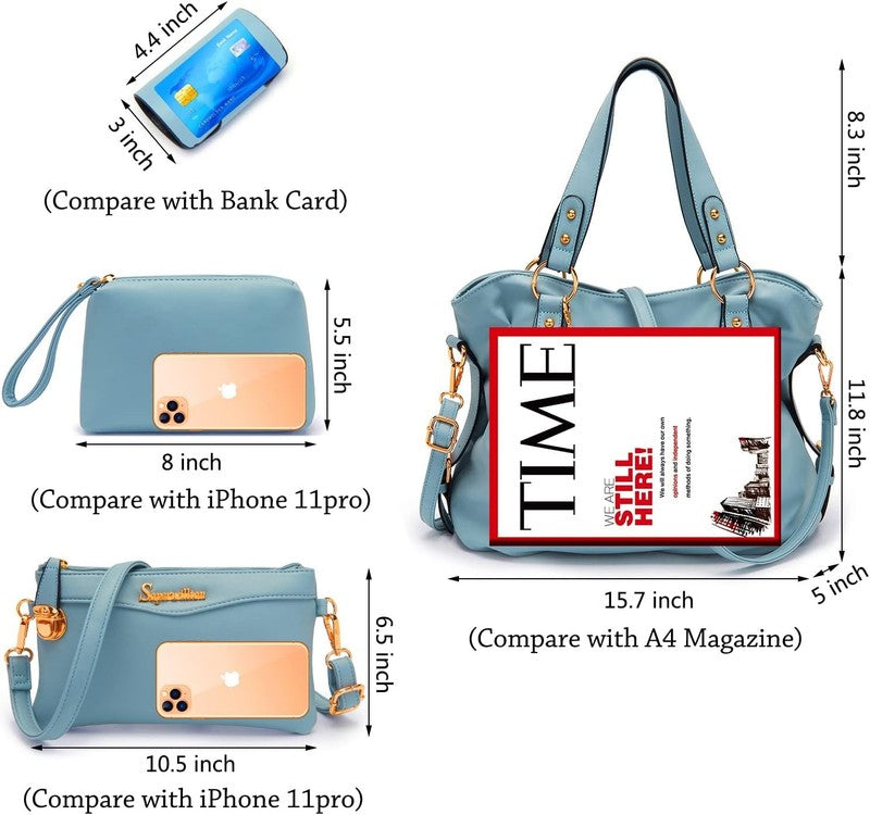 4Pc Women’s Handbag Set Shoulder Top Handle Satchel Hobo Tote Purse4