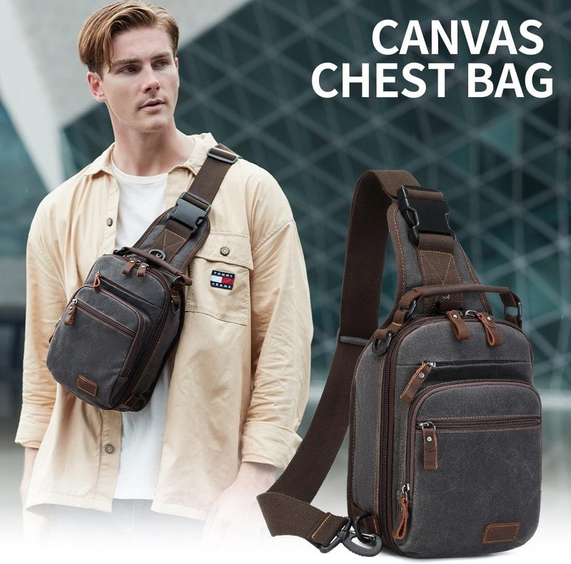 Nerlion Sling Bag Men Waxed Canvas Crossbody Chest Bag Water Resistant Daypack1
