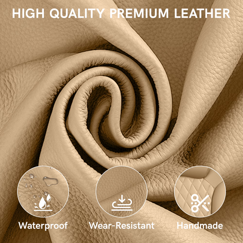 High Back Leather Office Chair Wide Seat Lumbar Support Tan5