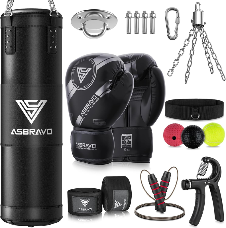 4Ft Heavy Punching Bag Set w 12oz Gloves MMA Kickboxing Karate Unfilled0