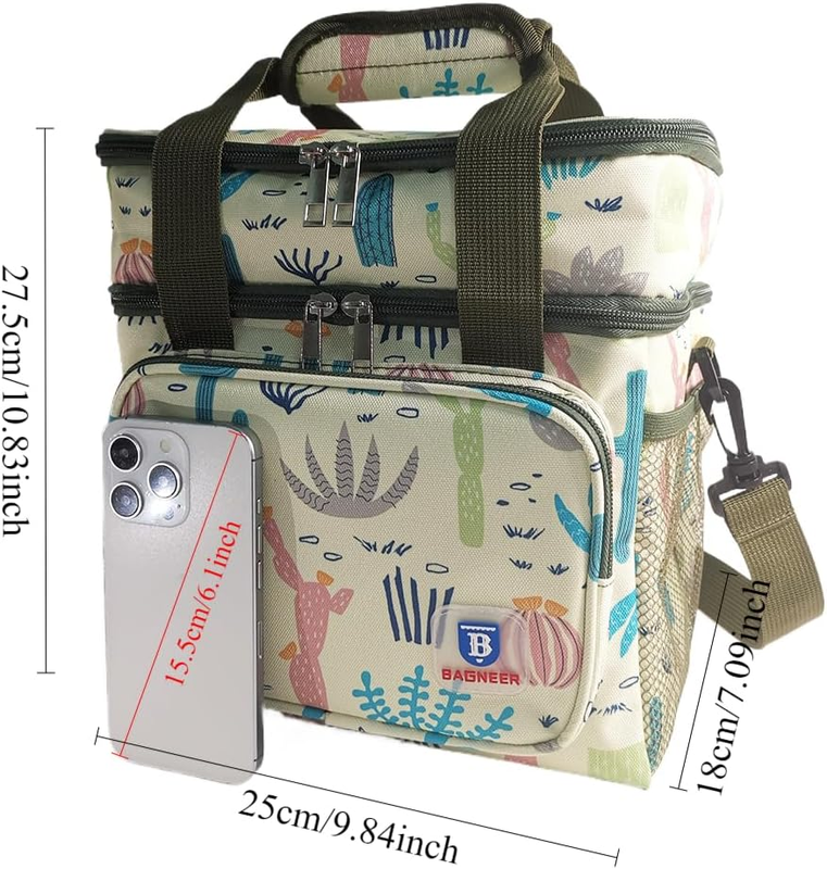 Double Decker Insulated Lunch Bag 14L Cactus Cooler for Men & Women5