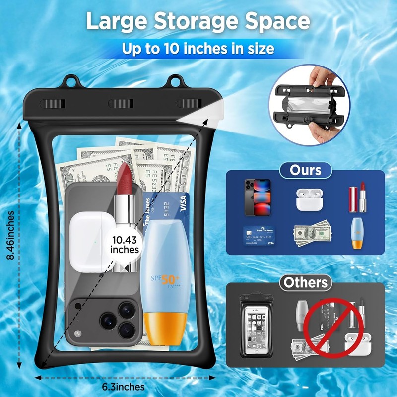 Waterproof Phone Dry Bag 2 Pack Floatable Pouch w/ Lanyard2