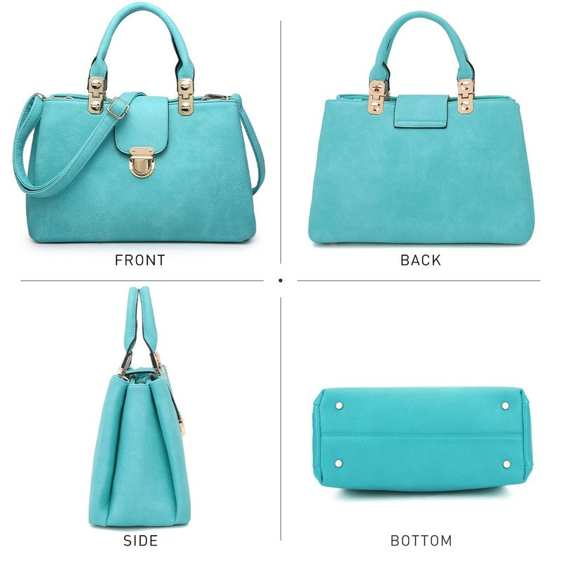 Women Satchel Handbag Vegan Leather Top Handle Medium Tote Shoulder Bag2
