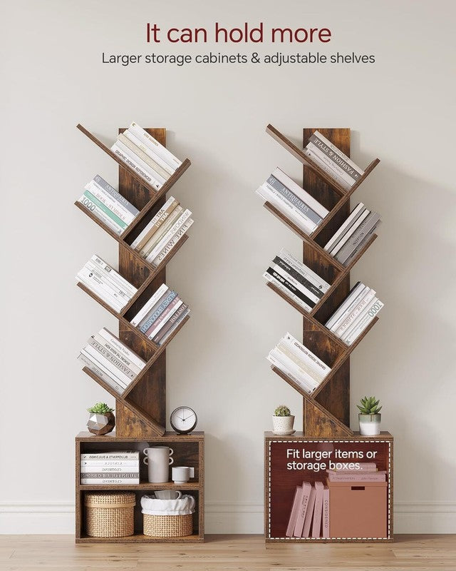 6 Tier Tree Bookshelf, Small Bookcase with Storage Cabinet, Tall Bookshelves3