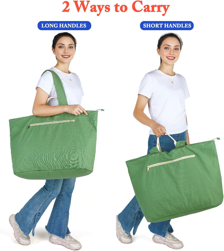 Large Canvas Beach Bag Waterproof Leakproof Wet Pocket Pool Tote5