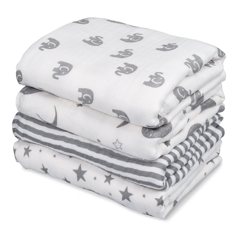 4 Pack Muslin Swaddle Blankets 35"x40" Newborn Infant Boys & Girls10