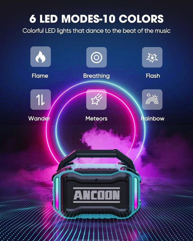 80W Bluetooth Speaker, Loud Bass, IPX6 Waterproof, 20H Playtime, TWS, Sky Blue5