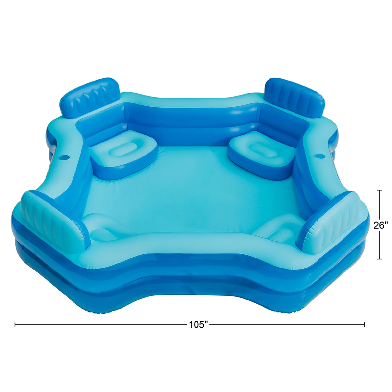 Blue Deluxe Comfort Inflatable Family Swimming Pool, 4 Seats, Square, Age 6 & Up6