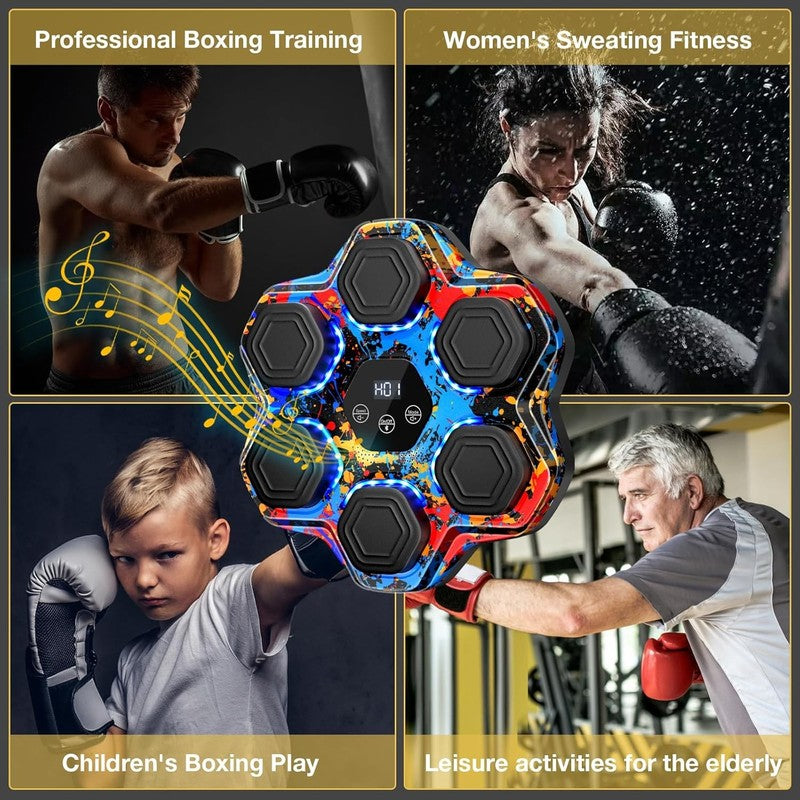 Music Boxing Machine Wall Mounted Punch Trainer w Gloves 9 Modes 9 Speeds7