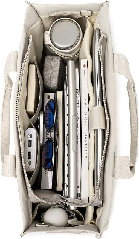 15.6" Laptop Tote Bag Women Canvas Work Messenger Shoulder Office Handbag8