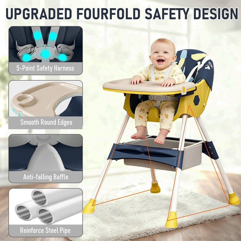 Baby High Chair, 4 in 1 Convertible Highchair for Babies & Toddlers, Double Tray2