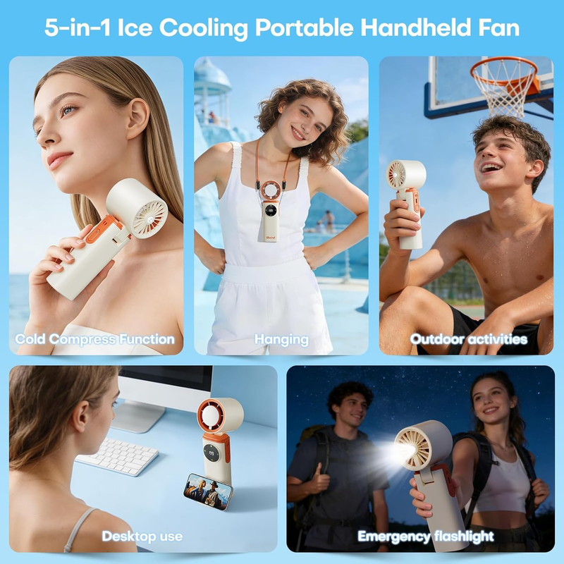 Ice Cooling Handheld Fan 6000mAh 199 Speed Turbo 20000RPM Portable White5