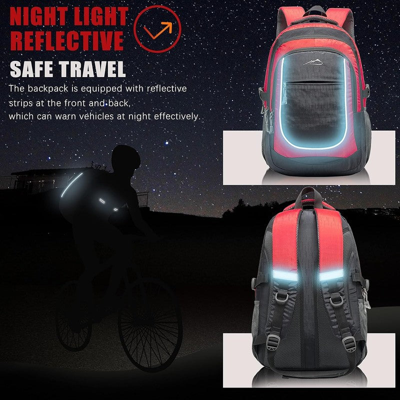 15.6" Laptop Backpack College Travel Business Hiking Multi-Compartment Red3