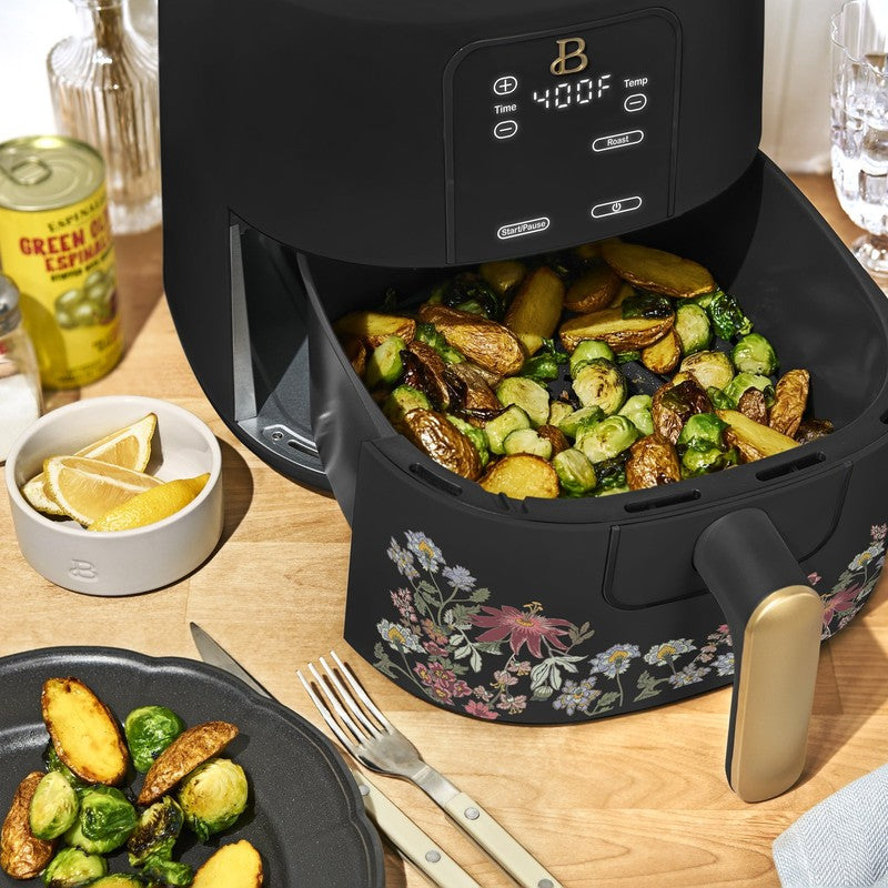 6 Qt Air Fryer w/ Turbocrisp Technology Evergood Ceramic Nonstick Black Flower9