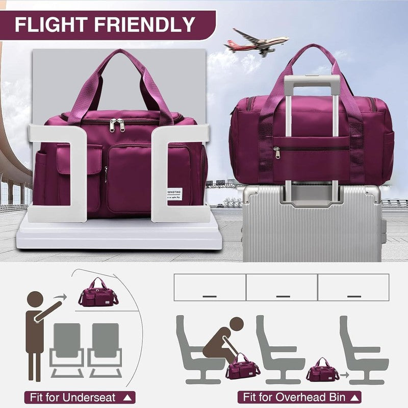 Women Gym Duffle Bag Travel Weekender Carry On w/ Shoe Compartment3