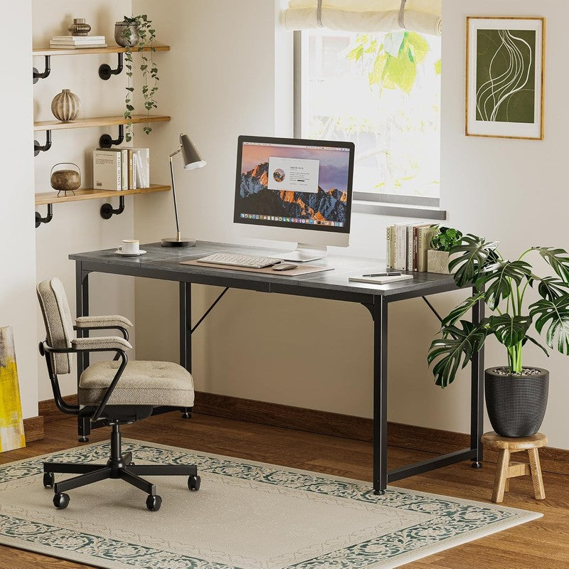63'' Computer Gaming Desk w/ Storage Office Writing Desk Metal Frame Grey6