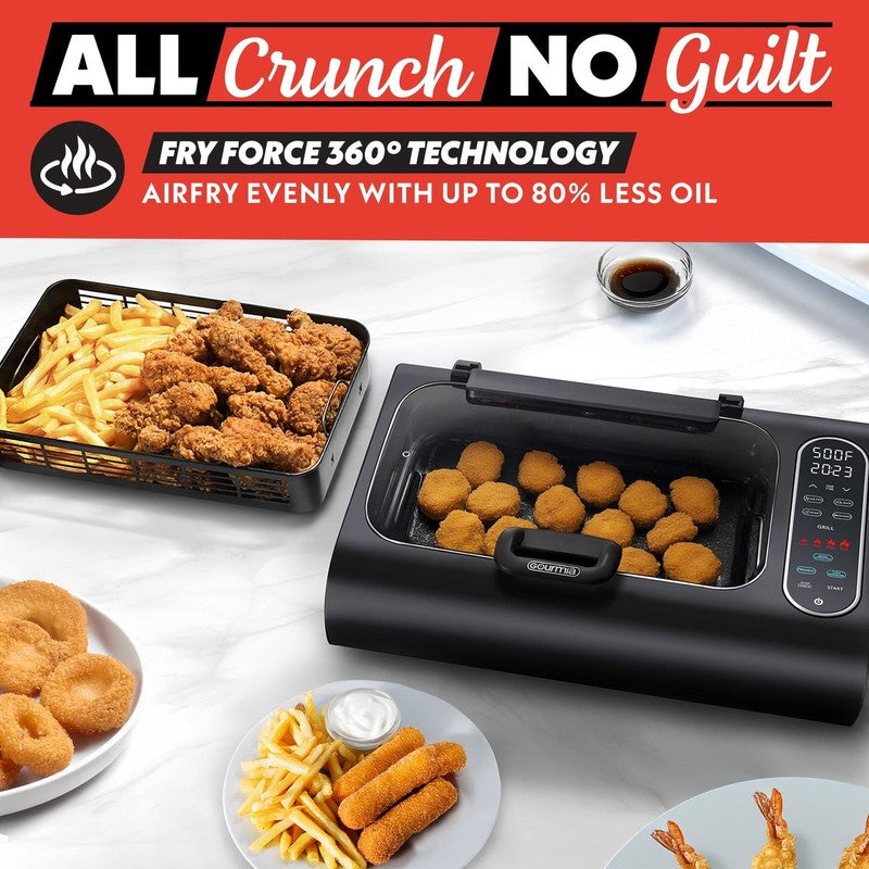6 Qt Smokeless Indoor Grill & Air Fryer, 5 In 1 Foodstation, Black2