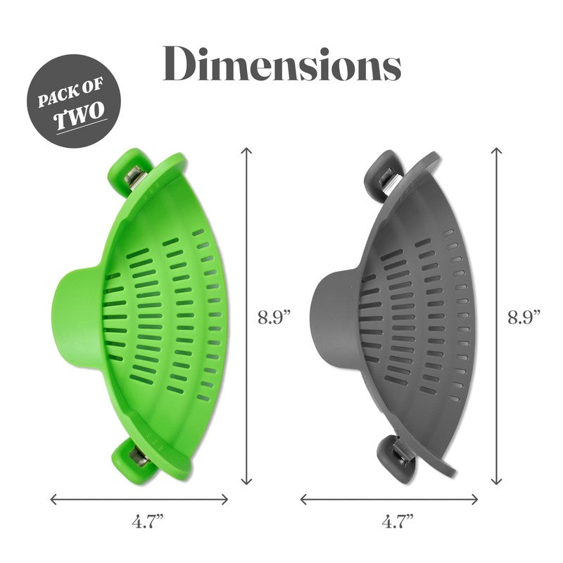 Silicone Pasta Strainer Clip On for Pots and Pans   Heat Resistant Colander for 2