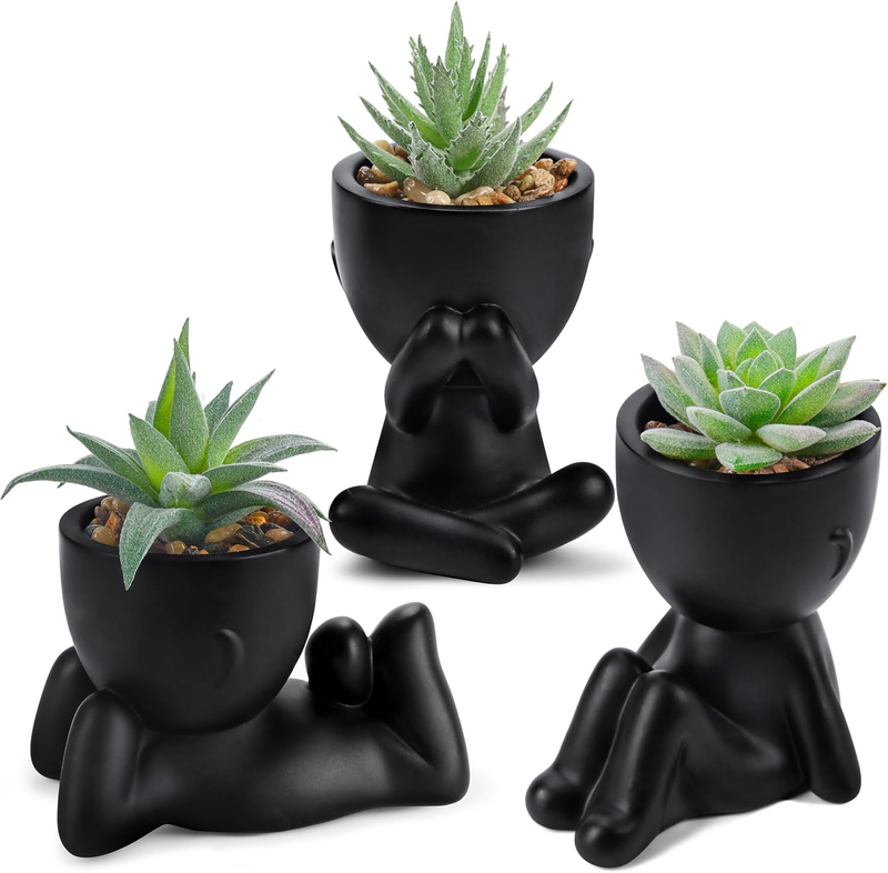 3Pcs Fake Succulents Plants Artificial for Black Bathroom Bedroom Home Living Ro9