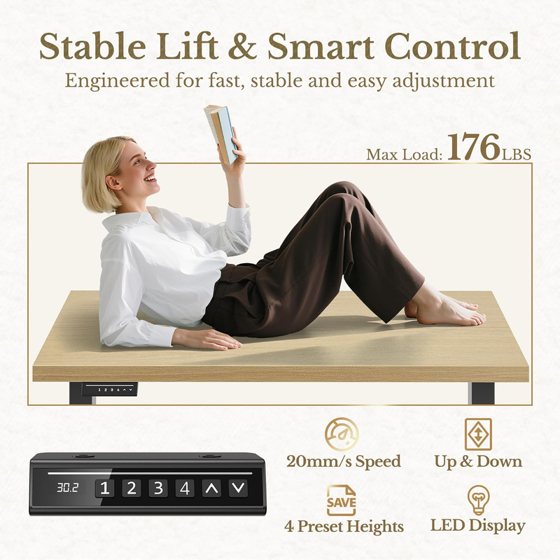Light Walnut Electric Standing Desk 48in Adjustable Height Desk4