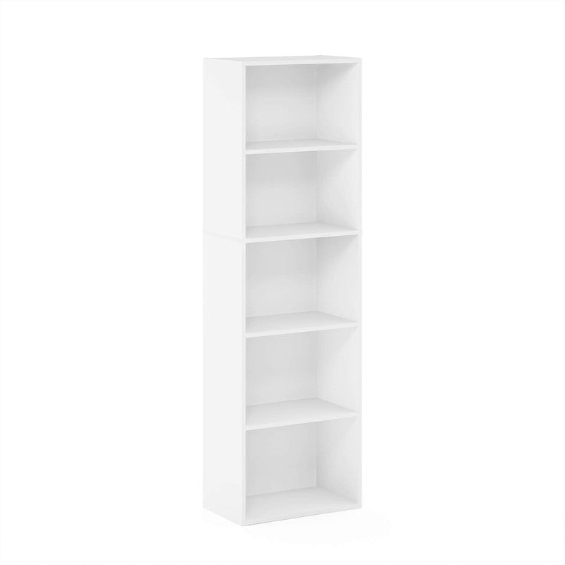Modern 5-Tier White Bookcase for Stylish Storage and Display4