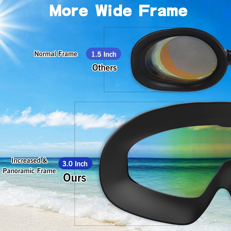2 Pack Swim Goggles Anti Fog UV Protection No Leak 180° Wide View Pool5