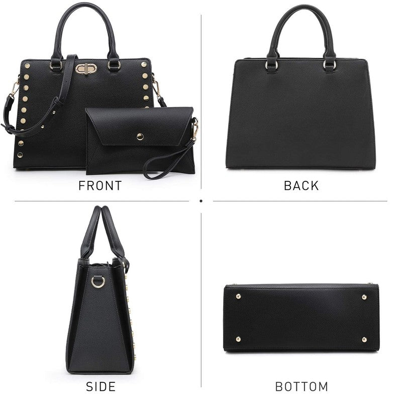 Women Handbag Satchel Shoulder Tote Work Bag with Matching Wallet2
