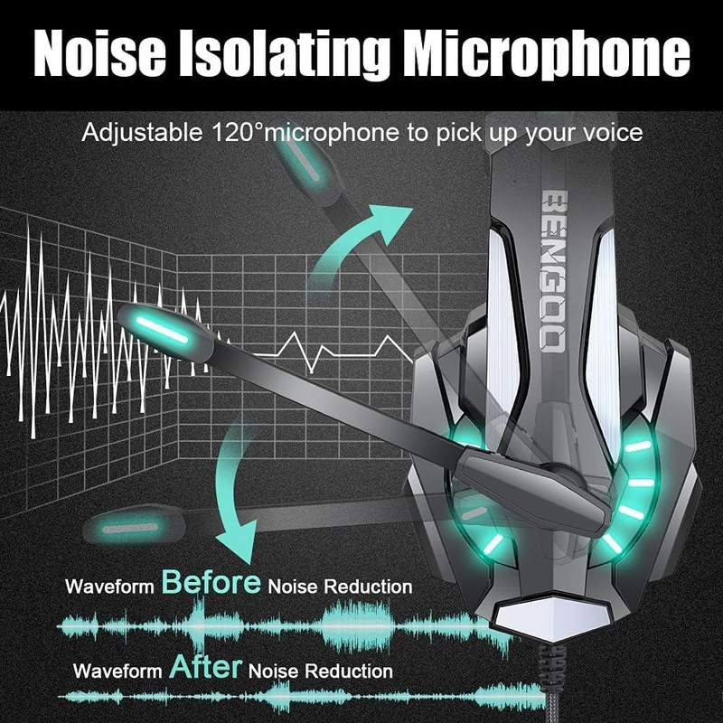 Stereo Gaming Headset for PS4 Xbox One PC Noise Cancelling Mic LED4