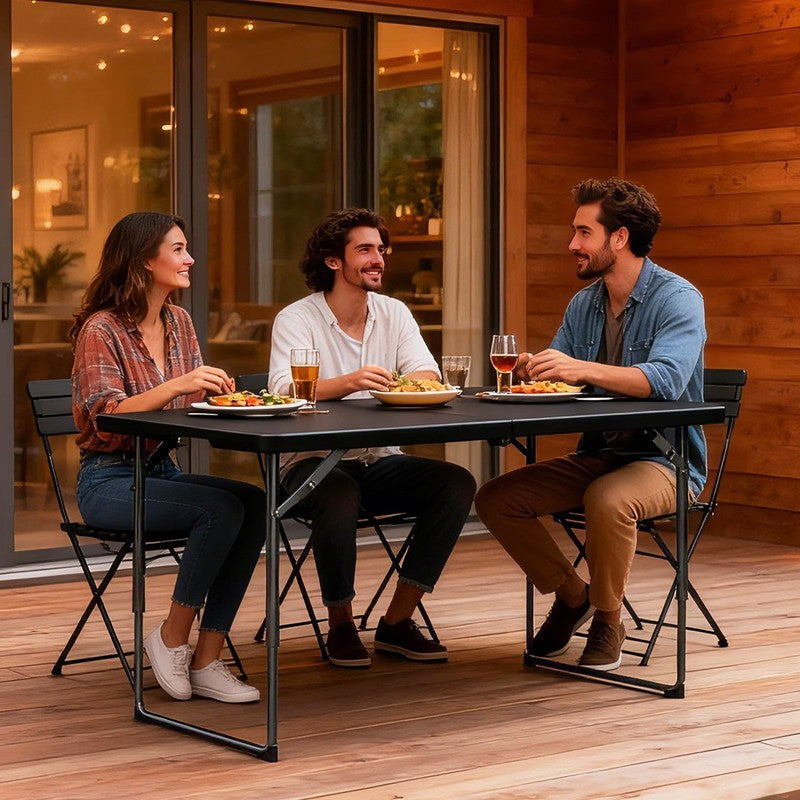 4 Ft Adjustable Height Folding Table, Max Load 400Lbs, Portable Camping Table wi6