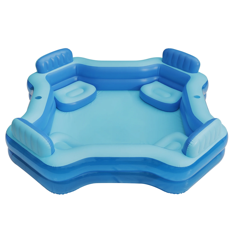 Blue Deluxe Comfort Inflatable Family Swimming Pool, 4 Seats, Square, Age 6 & Up3