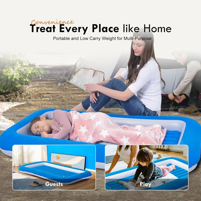 Kids Air Mattress Inflatable Toddler Travel Bed with Sides,Blue6