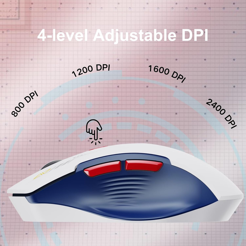 Wireless Mouse Rechargeable 2.4G USB Visible Battery Display 4 DPI Levels3