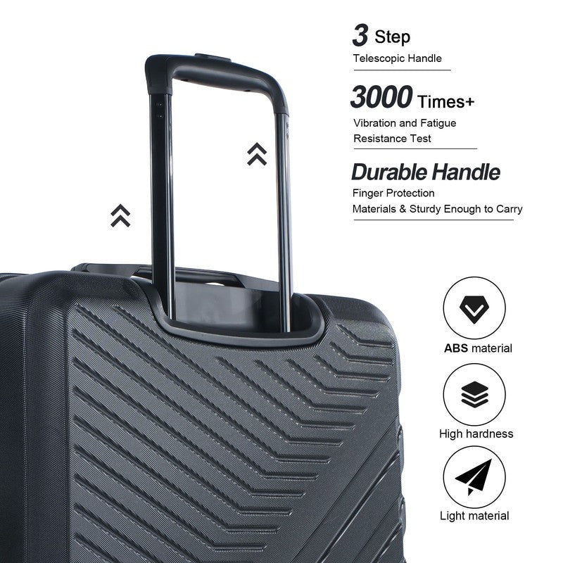 3Pc Hardside Luggage Set TSA Lock Spinner Wheels 20 24 28in Black5