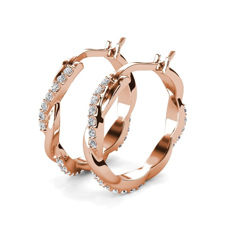 Lauren 18K Rose Gold Plated 22Mm Hoop Earrings with Crystals for Women7