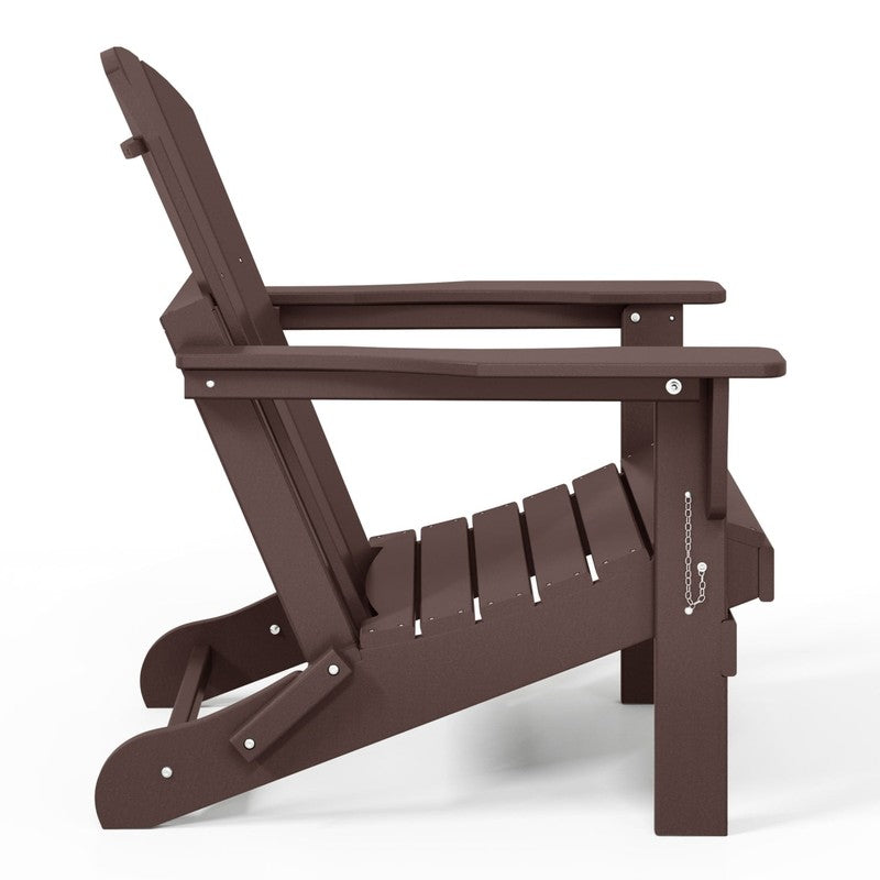 Malibu Outdoor Folding HDPE Adirondack Deck Chair - Patio & Outdoor Lounge, Weat5