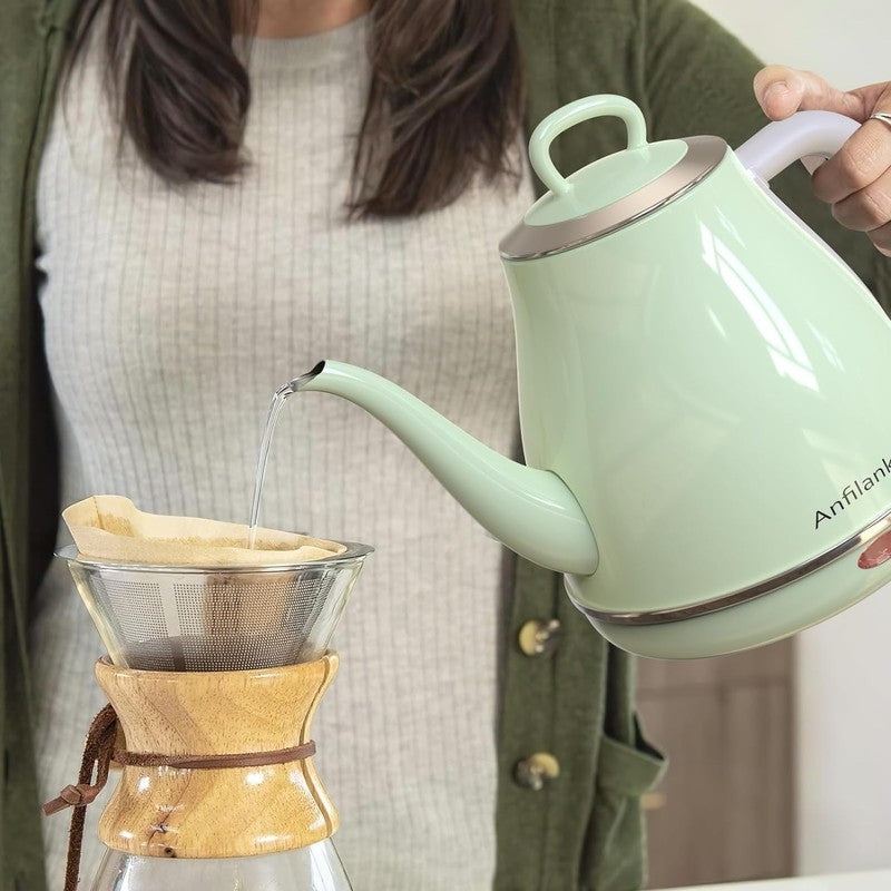 Gooseneck Electric Kettle 1L 1500W Fast Boil Stainless Steel Green1