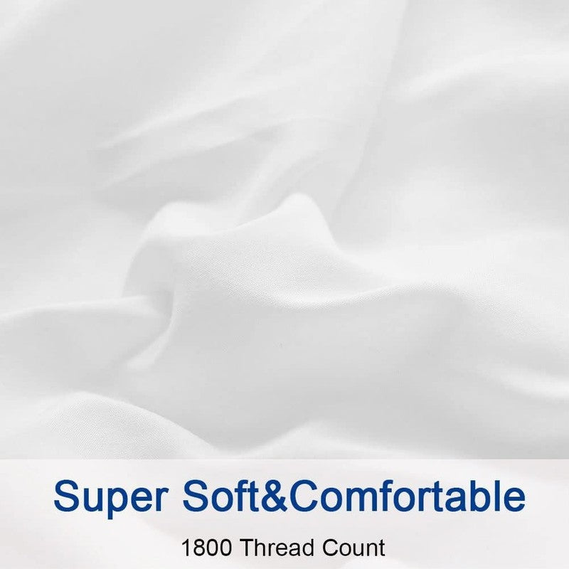 Luxury 1800 Thread Count Microfiber Bed Sheet Set   Queen White, 4 Pieces4