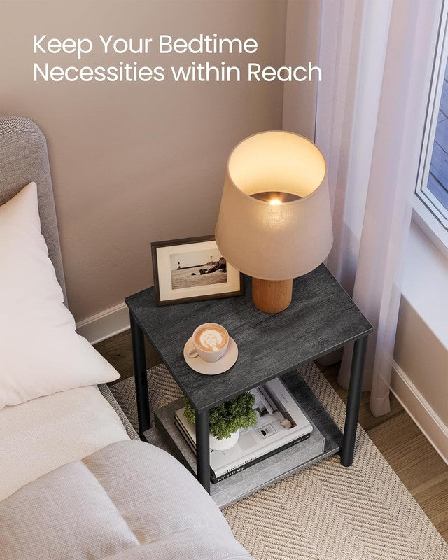 Set of 2 Side Tables Small End Tables Nightstand Living Room Bedroom Gray/Black3