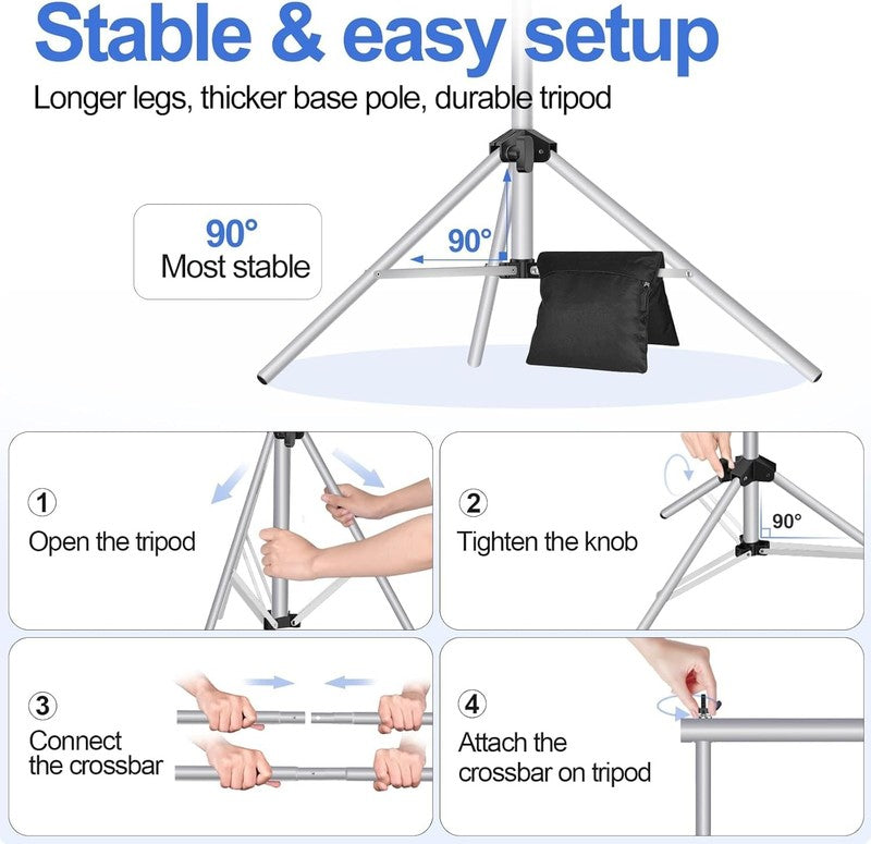 Backdrop Stand 10X7Ft(Wxh) Photo Studio Adjustable Background Stand Support Kit 5