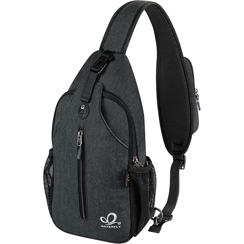 Unisex Hiking Travel Nylon Sling Bag Cross Body Shoulder Chest Bag,Hemp Black8