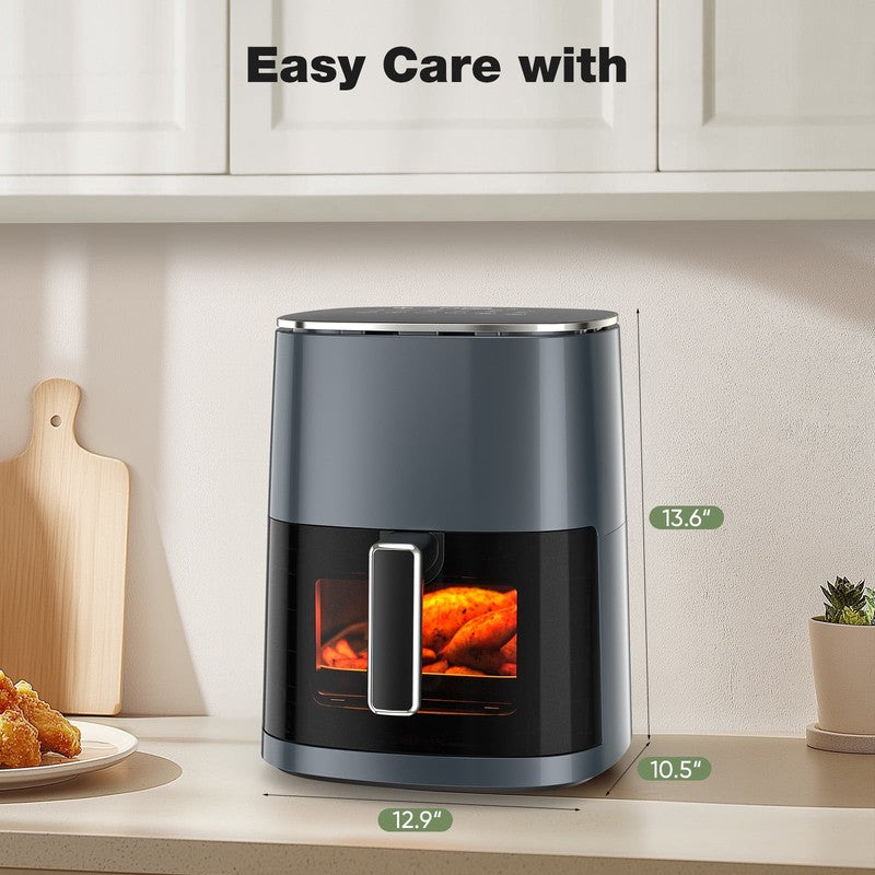 6QT Air Fryer w/ Window, 12-in-1, 400°F, Roast, Bake, Steam, Reheat, Grey1