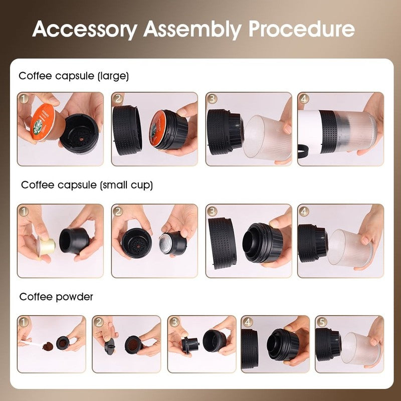 Portable 3 in 1 Espresso Maker 20 Bar Self Heating USB C Coffee Machine Gray4