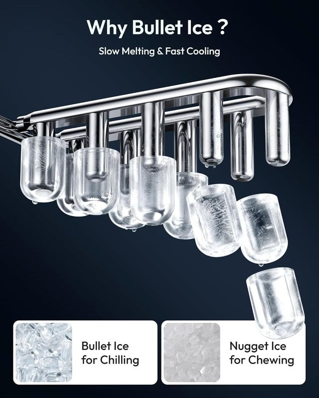 Countertop Ice Maker Machine with Handle, 26Lbs in 24Hrs, 9 Ice Cubes Ready in 63