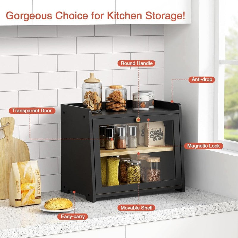 Black Bread Box Large Farmhouse Bread Storage Container for Counter5