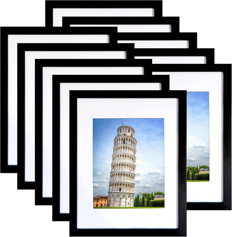 Black 11x14 Picture Frame Set of 10 for 8x10 or 11x14 Photos, Wall Mounting10
